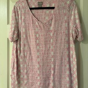 Chico's Pink Relaxed Short Sleeve Tee Size 2